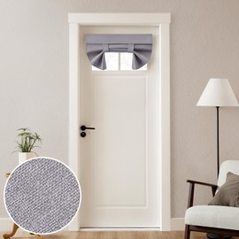 HOMEIDEAS 100% Linen Blackout French Door Curtains, Privacy Small Door Window Curtains, 26 X 20 Inch Door Shades for Front Door, Thermal Insulated Door Covering, (1 Panel, Light Grey)