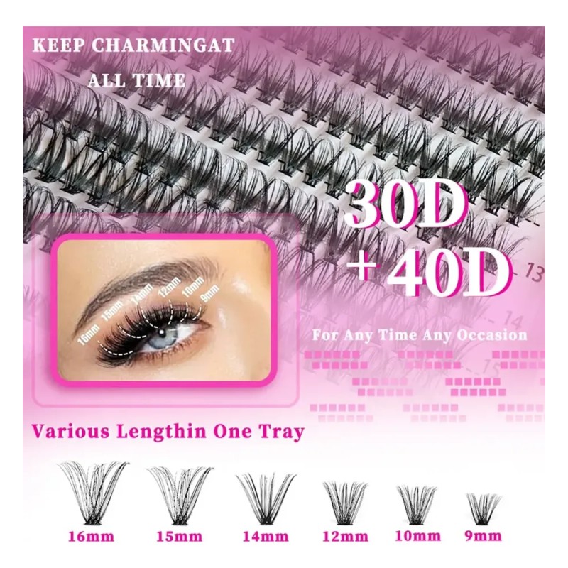 642 Kit Pestañas Maquillaje Diy Extension Mixto 30d 40d 50d