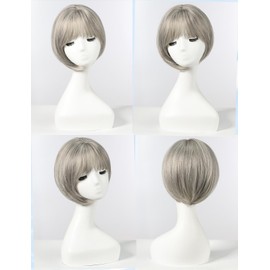 HAIRCUBE Hair Toppers for Women 10inch Natural Grey Toppers Hair Pieces for Women with Fringe Side Part Synthetic Wig Topper with 3 Clips