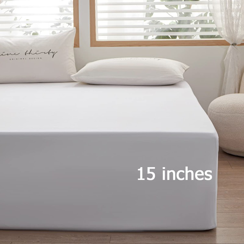 Bedding Queen Fitted Sheet Only Queen Size-Deep Pocket-Bottom Sheet-Fits 15inches