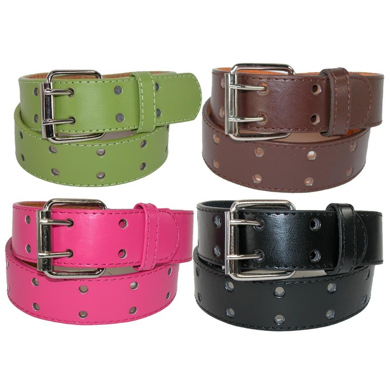 CTM Kids' Leather Two Hole Jean Belt, Xlarge, Navy