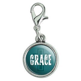 GRAPHICS & MORE Antiqued Bracelet Pendant Zipper Pull Charm with Lobster Clasp Inspirational - Grace Religious Christian