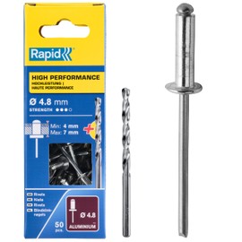 Rapid Rivets High Performance Including Drill Piece, 4.8 x 10 mm, 5000387 - 50 Pieces
