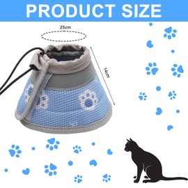 TNSLAND Cat Collar, Soft Adjustable Cat Collar, Lick Protection for After Surgery and Injuries, Cat Collar for Puppies, Small Dogs and Cats, Blue