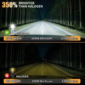 AUIMSOCO For Dodge Dakota 2001 2002 2003 2004 4x 6000K LED Headlight+Fog Light Bulbs Kit