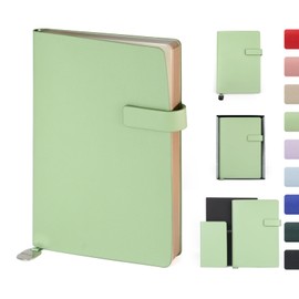 WETLOTE A5 Notebook, Softcover Journal, 106 Pages Straight Grain Lined Paper with Closure, Bookmark, Inner Pocket, for School, Office and Travel, 14 x 21 cm, Grass Green (13)