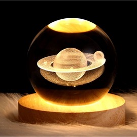 Leiasnow Table Lamp, Night Light, Moon Space, Nursing Light, Bedside Lamp, Indirect Light, LED Light, USB Charging (Saturn, 3.1 inches (80 mm)