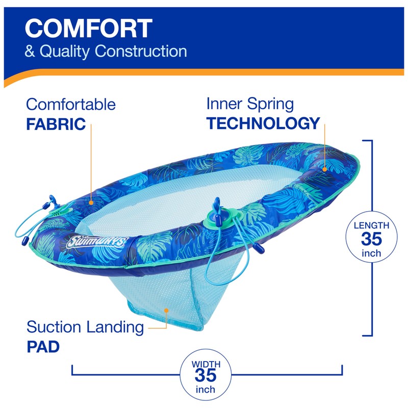 Swimways Elite Spring Float Papasan Pool Lounger, Inflatable Pool Floats