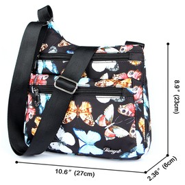 STUOYE Nylon Multi-Pocket Crossbody Purse Bags for Women Travel Shoulder Bag Butterfly