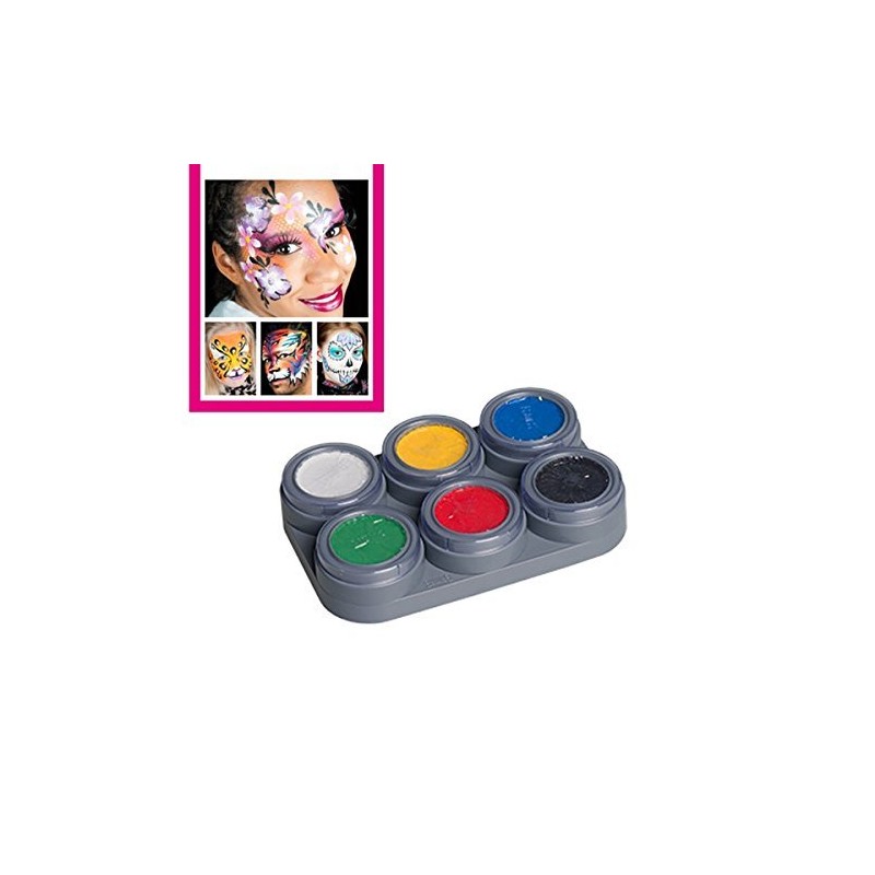 Grimas Water Make-Up Palette, Theatre Make-Up, Children's Make-Up, 6 Colours,