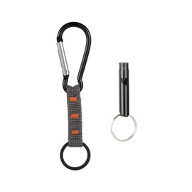 EMERSPRING Outdoor Carabiner Keychain with Belt Key Ring Emergency Whistle Multifunctional Carabiner Key Hook for Climbing Camping Hiking Clip Key Chain Bag Accessories Key Lost Prevention (Black)