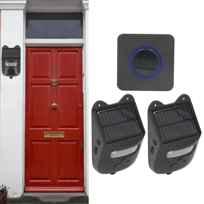 Infrared Sensor Doorbell Solar Driveway Alarm Strobe Light Outdoor Security