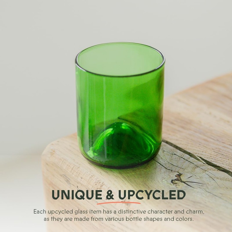 IWAS Upcycled Green Drinking Glasses | 250 ML | 8.45
