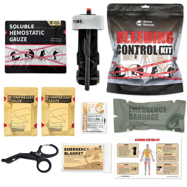 RHINO RESCUE Individual Bleeding Control Kit, IFAK Trauma Kit, Military