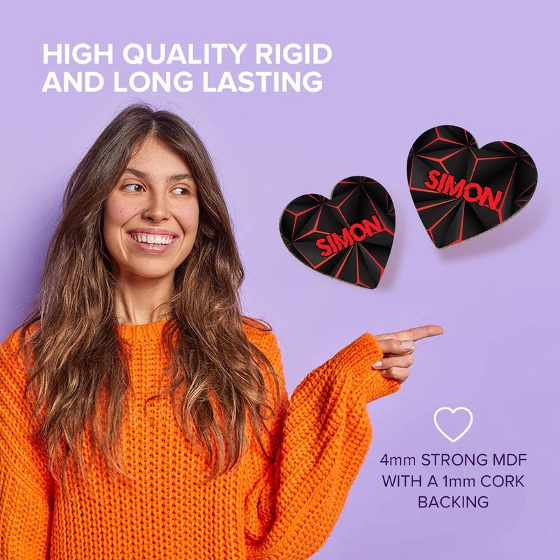 1 x Heart Coaster - Name Simon Gamer Black Red