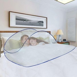 One-Touch Mini Portable 2-Person Face Mosquito Net for Camping Beds Blue