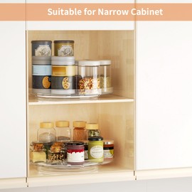 2 Pack Lazy Susan Turntable Organizer, Clear 9 Inch Rotating Organizer Tray for Cabinet Table Top, Spinning Non-Skid Refrigerator Lazy Susan, Pantry Storage for Kitchen Vanity Countertop, Spice Rack