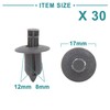 ACROPIX 30pcs Universal 8mm Hole Gray Plastic Push Rivet Fasteners