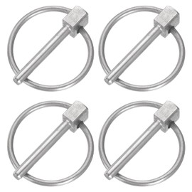 uxcell 4Pcs 1/8" x 1-3/16" Linch Pin with Ring, Stainless Steel Round Linch Pins for Boat Kayak Canoe, Trailer Trolley Trucks Mower, Silver