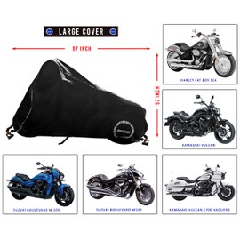 Nuzari Heavy Duty Motorcycle Cover - Motorcycle Covers Waterproof Outdoor Storage - Motorcycle Cover Waterproof Outdoor - Dirt Bike Covers (Black, Large)