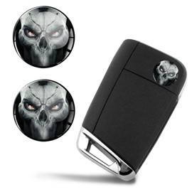 SkinoEu 2 x Diameter 14 mm Sticker Skull Key Emblem Skull Stickers for Remote Control Car Moto Logo Key Badge Tuning KS 160