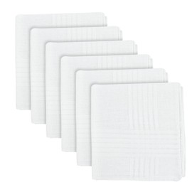 Men's Handkerchiefs, 6 Pack Cotton Gents Hankies Set, Mens Premium Handkerchiefs Pocket Square Hankies for Men and Women, Classic Hankie for Grooms, Weddings, Prom, Celebration, Party (White)