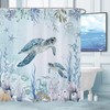 Caheansi Sea Turtle Shower Curtain, Teal Blue Ocean Beach Coastal