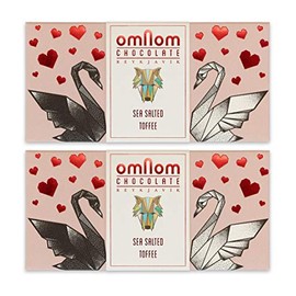 OmNom Toffee + Sea Salt | Icelandic Bean To Bar Chocolate by OMNOM CHOCOLATE REYKJAVIK | 2 x 60g Bar