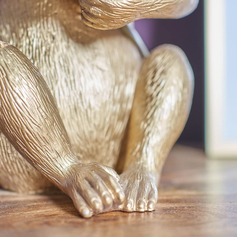 MiniSun Modern Metallic Gold Painted Baby Monkey Design Table Lamp