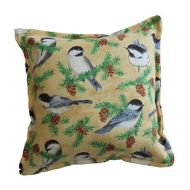 Balsam Fir Filled Pillow Chickadees Pine Cone Branch Bird 6x6 Sachet Paines USA