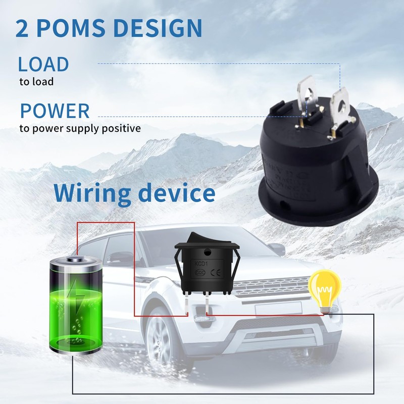 Toggle Switch 12 V Switch, Rocker Switch On/Off Lockable with