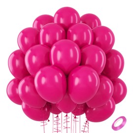 110 Pack Hot Pink Balloons 12 Inch Latex Party Balloons, Matte Magenta Balloons for Valentine's Day Birthday Party Graduation Anniversary Wedding Backdrop Decorations