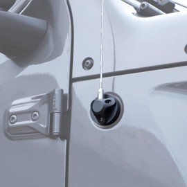 Voodonala - Base de antena negra de aleaci de aluminio con textura de metal, resistente al agua, compatible with Jeep Wrangler JK JL JT 4XE 2007-2021