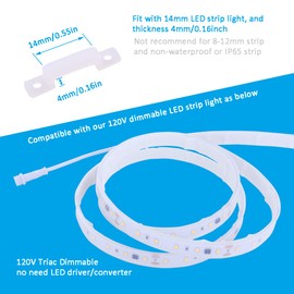 LED Strip Light Mounting Clip Rubber Kit with 14mm Wide and 4mm Deep, for Waterproof IP67 LED strip Light, (Not for non-Waterproof LED Strip Light)