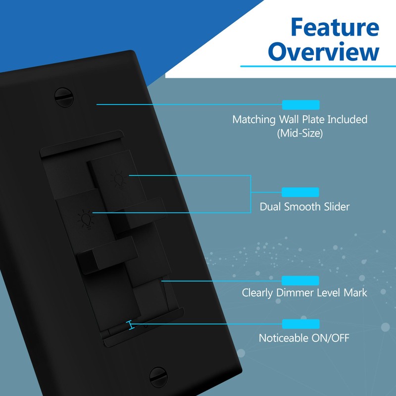 LIDER Combination Dual Dimmer Light Switch Control, 2 Sliding Light