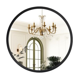 YIJUYO 12" Round Mirror, Wall Mounted Circle Mirrors Vanity Mirror, Metal Frame Modern Decoration for Bathroom, Living Room, Bedroom, Entryway