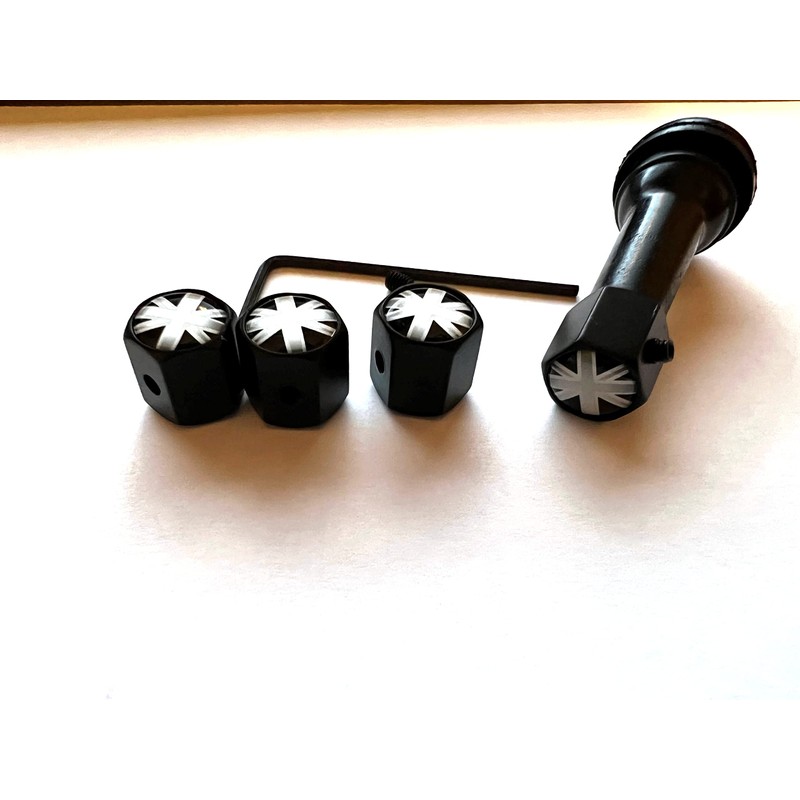 Union jack anti theft lockable tyre air valve dust caps