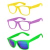 3 Pairs Kids Sunglasses Clear Lens Purple Yellow Matte Mirror