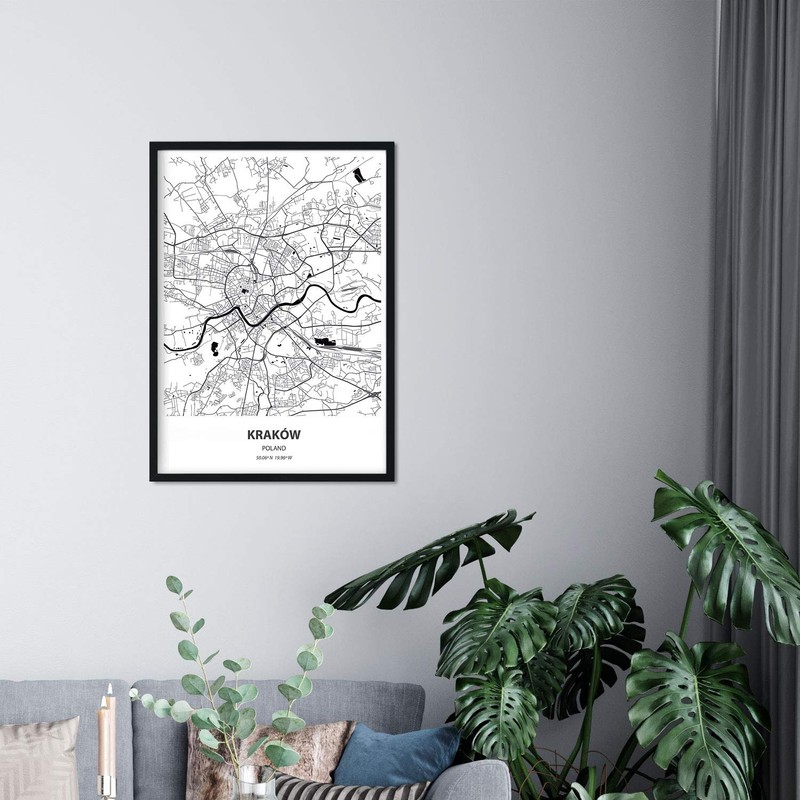 Nacnic Poster with map of Krakow - Poland. Sheets cities