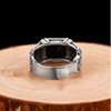 Ysrpoud Rings, real 925 sterling silver black stone ring, man