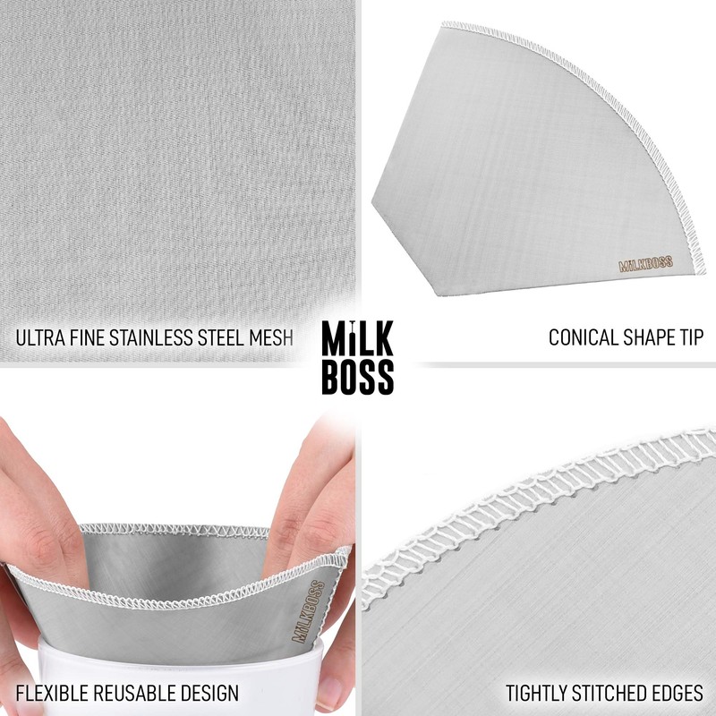 Milk Boss Pour Over Coffee Filter - Permanent Paperless Stainless