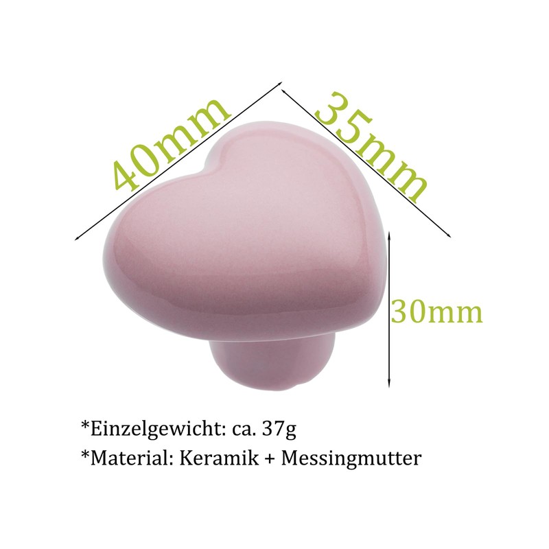 NAKUPENDA Pack of 6 Furniture Knobs Heart Shape Ceramic Cabinet