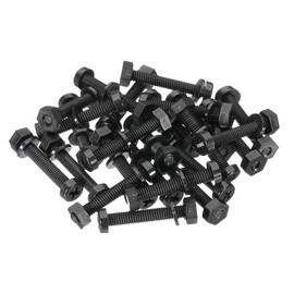 PATIKIL M4x25mm Black Nylon Bolts Plastic Nuts Full Thread Head Screws, 24 Pcs