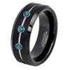 0.21ct Blue Diamond 3-Stone Tungsten Ring - April Birthstone -