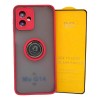 Funda Para Moto G14 Protector De Cámara,cristal Y Anillo Met