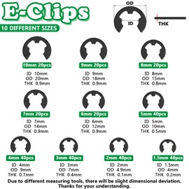 Aienxn 802PCS Snap Rings Assortment Kit, E Clips Assortment Kit (1.5MM-10MM) and C Clips Assortment Kit (4MM-28MM), 31 Sizes Alloy Steel Snap Ring Kit with 5PCS Snap Ring Plier and 1PCS Tweezer