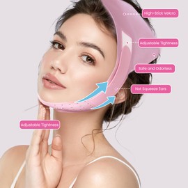 V-Line Lifting Mask Chin Strap: Reusable Face Lift Tape Chin Strap for Sleeping Jaw Exerciser, Pink 1