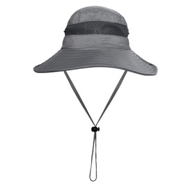 hoyuwak Sun Hat with Wide Brim - Breathable Mesh fischer's hat for Outdoor Activities, Adjustable Chin Strap, Foldable Fishing & Straw Hats for Women & Men, UV Protection, 22-25.6 inch White