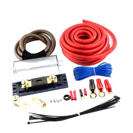 Amplifier Wiring kit 4 Gauge amp Car Audio Gauge OFC Copper 2000 Watts Installation Kit Type W Fuses Subwoofers Speakers AMP Dual Auxiliary Battery Isolator Chargers Cables Power Ground Cable