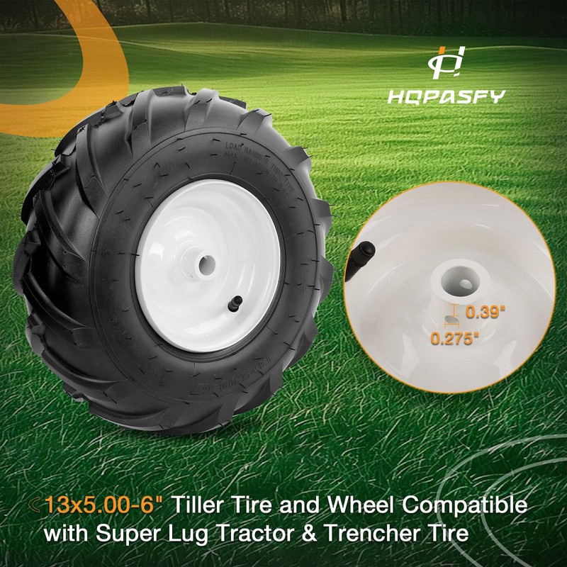 13x5.00-6" Tiller Tire and Wheel (3/4" Axle Size), 3-1/8" Centered